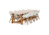 Velora/Karlstad wit dining tuinset | 8 personen | travertin + kunststof | 300cm