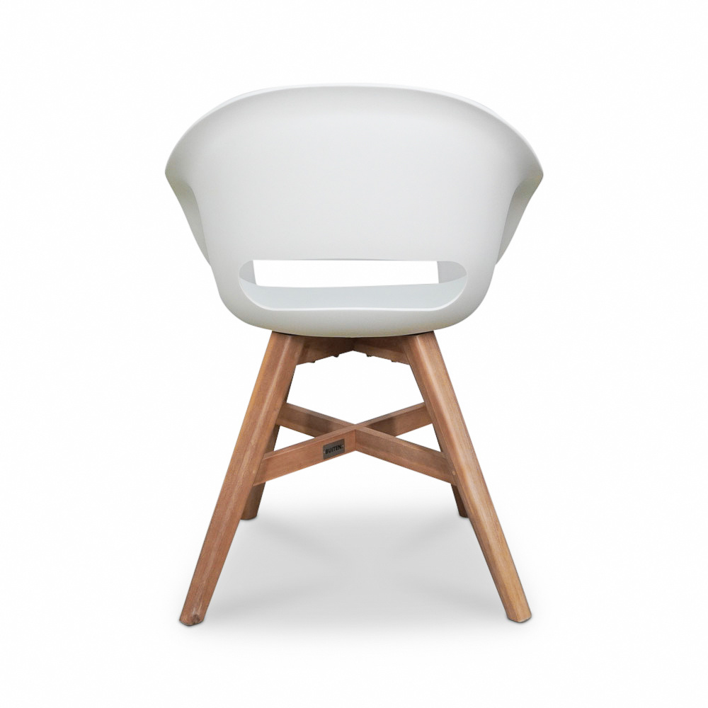 Velora/Karlstad wit dining tuinset | 4 personen | travertin + kunststof | 200cm