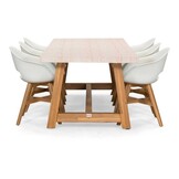 Velora/Karlstad wit dining tuinset | 6 personen | travertin + kunststof | 250cm