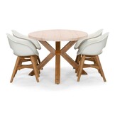Lorento/Karlstad wit dining tuinset | 4 personen | travertin + hardhout | 200cm