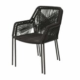 Velora/Seville zwart dining tuinset | 6 personen | travertin + touw | 250cm