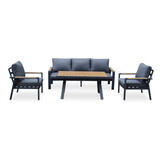 Lola dining stoel-bank loungeset 5 personen | aluminium + polywood | antraciet | 5-delig