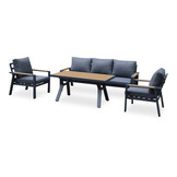 Lola dining stoel-bank loungeset 5 personen | aluminium + polywood | antraciet | 5-delig