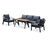 Lola dining stoel-bank loungeset 5 personen | aluminium + polywood | antraciet | 5-delig