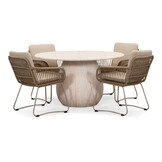 Joep/Harper Sahara Dust dining tuinset | 4 personen | travertin + touw | 135cm rond