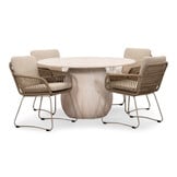 Joep/Harper Sandstone dining tuinset | 4 personen | travertin + touw | 135cm rond