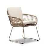 Joep/Harper Sandstone dining tuinset | 4 personen | travertin + touw | 135cm rond