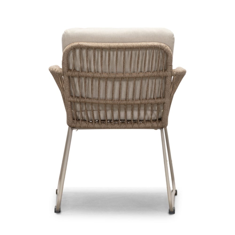 Joep/Harper Sandstone dining tuinset | 4 personen | travertin + touw | 135cm rond