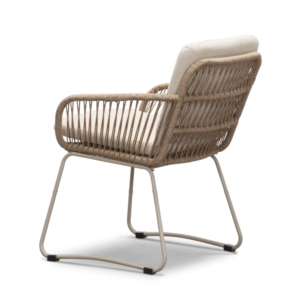 Joep/Harper Sandstone dining tuinset | 4 personen | travertin + touw | 135cm rond