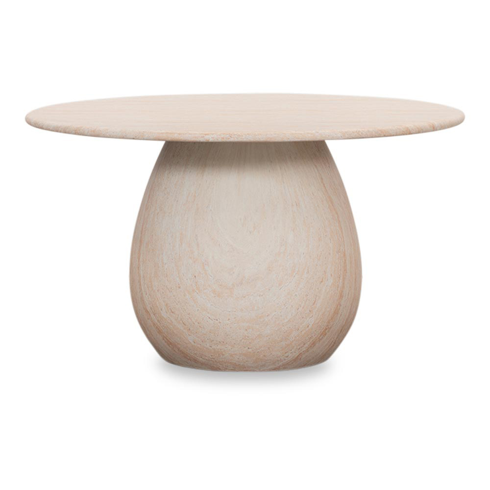 Joep/Harper Sandstone dining tuinset | 4 personen | travertin + touw | 135cm rond