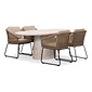BUITEN living Max/Tulum Sahara Dust dining tuinset | 4 personen | travertin + touw | 200cm ovaal