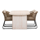 Mees/Tulum Sahara Dust dining tuinset | 4 personen | travertin + touw | 200cm