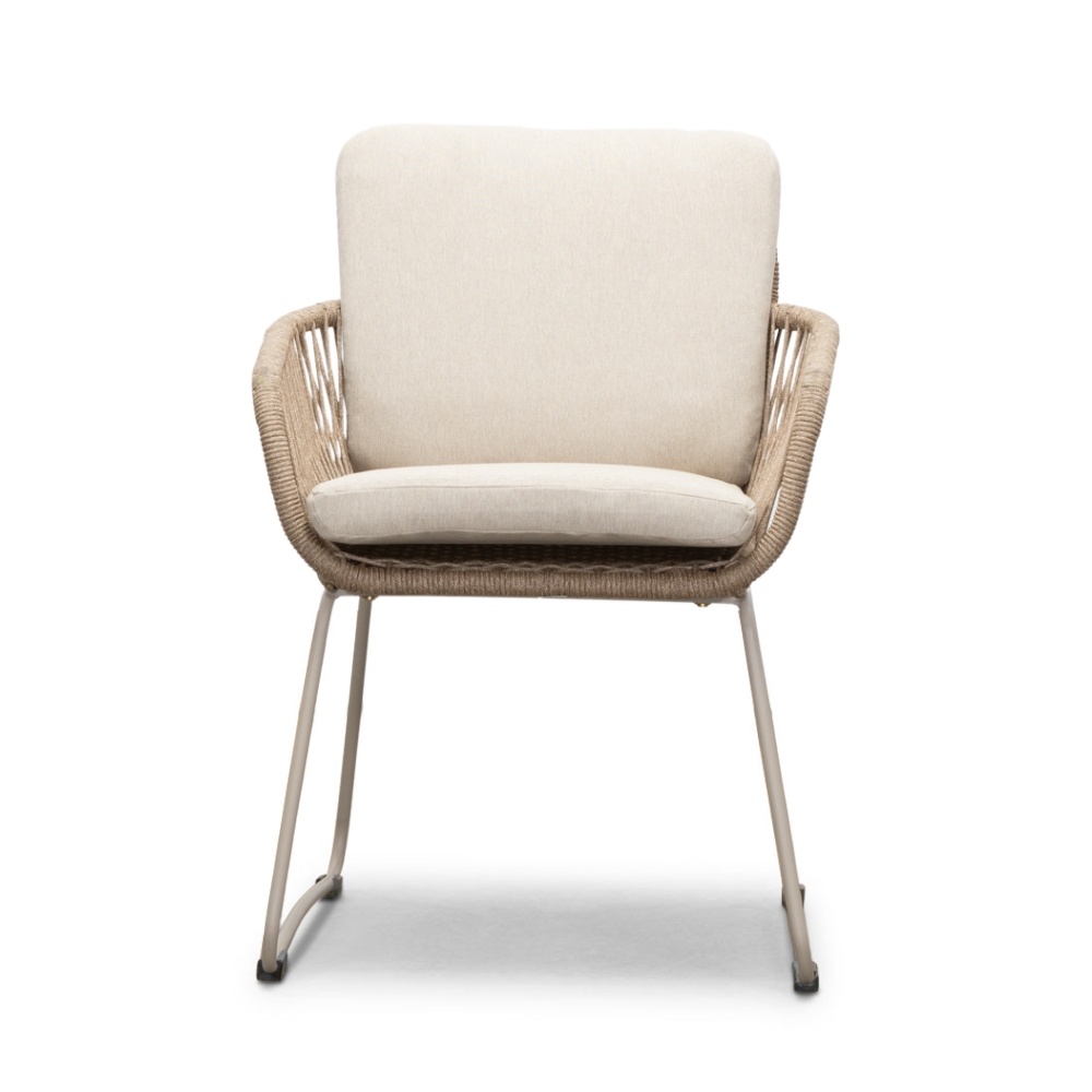 Mees/Harper Sahara Dust dining tuinset 5-delig | travertin + touw | 200cm