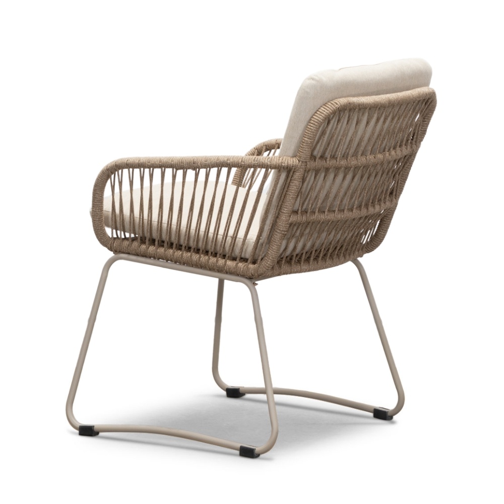 Mees/Harper Sahara Dust dining tuinset 5-delig | travertin + touw | 200cm