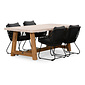 BUITEN living Velora/Portofino zwart dining tuinset | 4 personen | travertin + touw | 200cm
