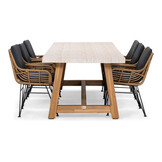 Velora/Carlos antraciet dining tuinset | 6 personen | travertin + wicker | 250cm