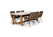 Velora/Carlos antraciet dining tuinset | 6 personen | travertin + wicker | 250cm