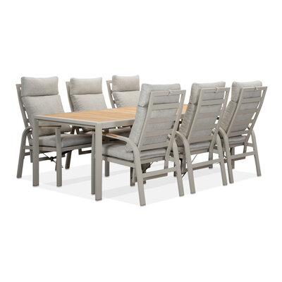 Annecy beige dining tuinset | 6 personen | teakhout + aluminium | 227cm