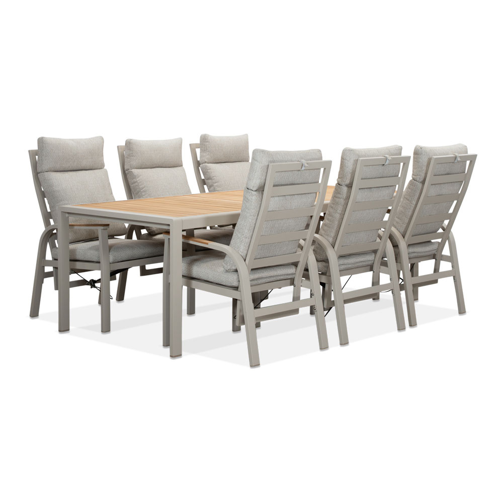 Annecy beige dining tuinset | 6 personen | teakhout + aluminium | 227cm