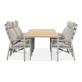 Annecy beige dining tuinset | 6 personen | teakhout + aluminium | 227cm