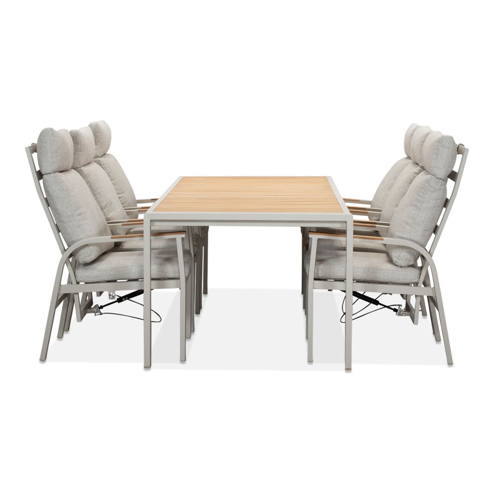 Annecy beige dining tuinset | 6 personen | teakhout + aluminium | 227cm