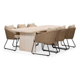 Mees/Ropera Sahara Dust dining tuinset | 6 personen | travertin + touw | 240cm