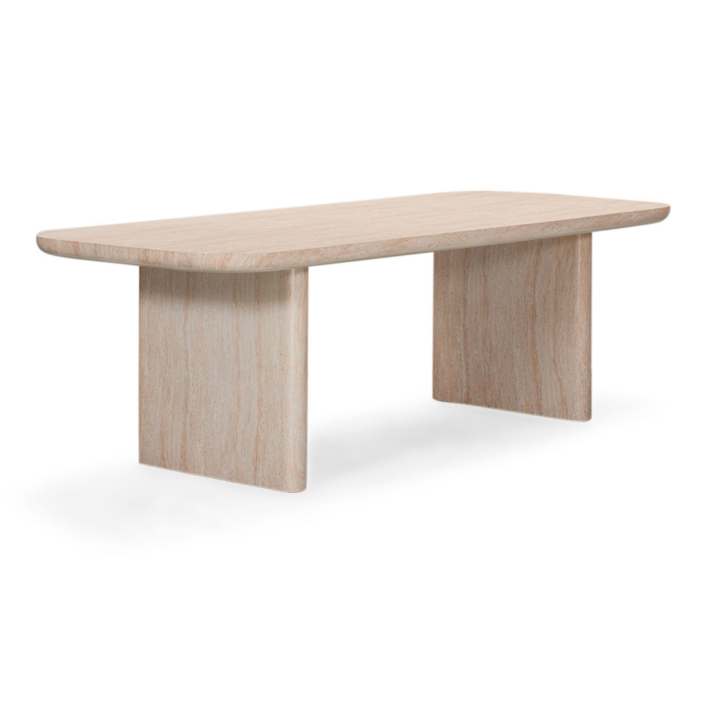 Mees/Harper Sandstone dining tuinset | 6 personen | travertin + touw | 240cm
