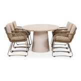 Max/Harper Sandstone dining tuinset | 6 personen | travertin + touw | 240cm ovaal