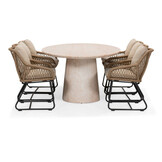 Max/Portofino Sahara Dust dining tuinset | 6 personen | travertin + touw | 240cm ovaal
