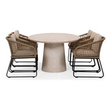 Max/Tulum Sahara Dust dining tuinset | 6 personen | travertin + touw | 240cm ovaal