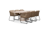 Max/Tulum Sahara Dust dining tuinset | 6 personen | travertin + touw | 240cm ovaal