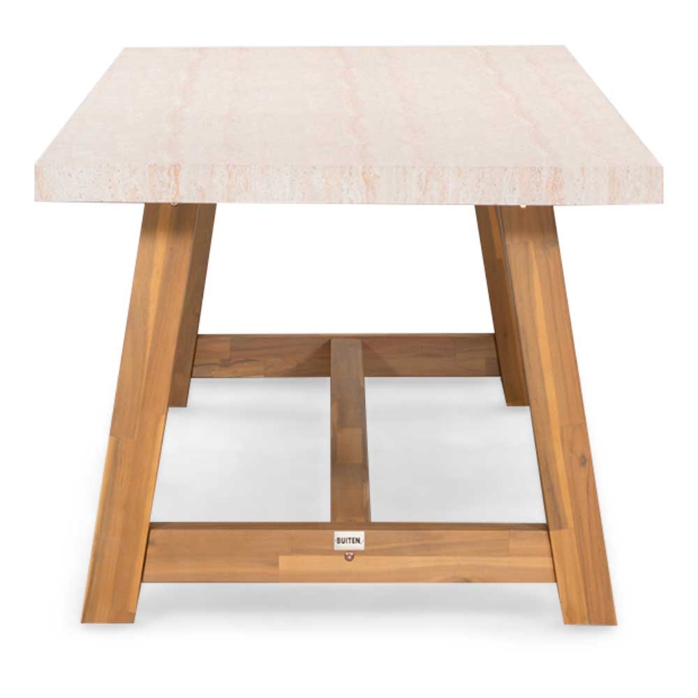 Velora/Seville zwart dining tuinset | 6 personen | travertin + touw | 250cm