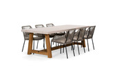 Velora/Seville zand dining tuinset | 6 personen | travertin + aluminium | 250cm