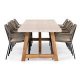 Velora/Seville zand dining tuinset | 8 personen | travertin + aluminium | 300cm