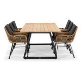 Elena/Carlos antraciet dining tuinset | 6 personen | teakhout + wicker | 240cm
