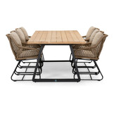 Elena/Portofino Sahara Dust dining tuinset | 6 personen | teakhout + touw | 240cm