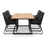 Elena/Valencia Lava Grey dining tuinset | 6 personen | teakhout + touw | 240cm