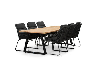 Elena/Valencia Lava Grey dining tuinset | 6 personen | teakhout + touw | 240cm