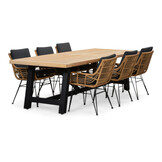 James/Carlos antraciet dining tuinset | 6 personen | teakhout + wicker | 260cm