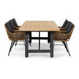 James/Carlos antraciet dining tuinset | 6 personen | teakhout + wicker | 260cm