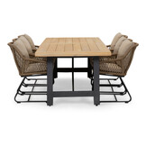 James/Portofino Sahara Dust dining tuinset | 6 personen | teakhout + touw | 260cm