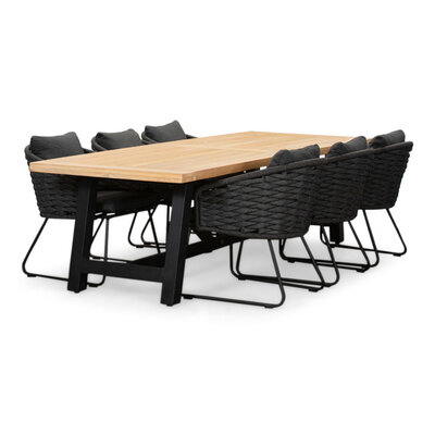 James/Ropera Lava Grey dining tuinset | 6 personen | teakhout + touw | 260cm