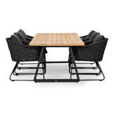 Elena/Ropera Lava Grey dining tuinset | 6 personen | teakhout + touw | 240cm