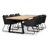 Elena/Ropera Lava Grey dining tuinset | 6 personen | teakhout + touw | 240cm
