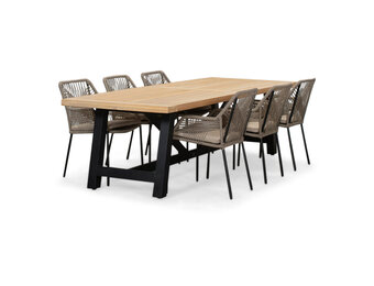 James/Seville zand dining tuinset | 6 personen | teakhout + aluminium | 260cm