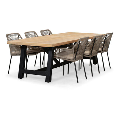 James/Seville zand dining tuinset | 6 personen | teakhout + aluminium | 260cm