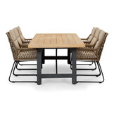 James/Valencia Sahara Dust dining tuinset | 6 personen | teakhout + touw | 260cm