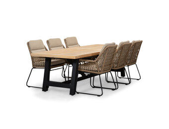 James/Valencia Sahara Dust dining tuinset | 6 personen | teakhout + touw | 260cm