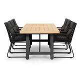 James/Valencia Lava Grey dining tuinset | 6 personen | teakhout + touw | 260cm