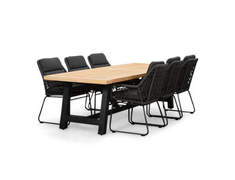 James/Valencia Lava Grey dining tuinset | 6 personen | teakhout + touw | 260cm